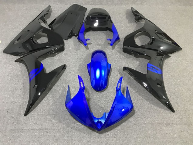 Black and Blue Gloss 2003-2005 Yamaha R6 Motorcycle Fairings Black and Blue Gloss 2003-2005 Yamaha R6 Motorcycle Fairings