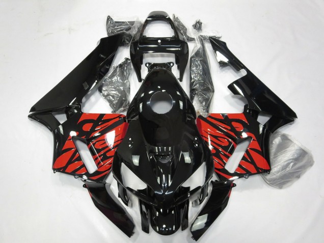 Black and Tribal Red 2005-2006 Honda CBR600RR Motorcycle Fairings Black and Tribal Red 2005-2006 Honda CBR600RR Motorcycle Fairings