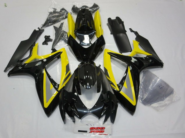 Black and Yellow Oh Ah 2006-2007 Suzuki GSXR 600-750 Motorcycle Fairings Black and Yellow Oh Ah 2006-2007 Suzuki GSXR 600-750 Motorcycle Fairings