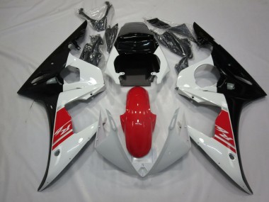 Black White and Red 2003-2005 Yamaha R6 Motorcycle Fairings