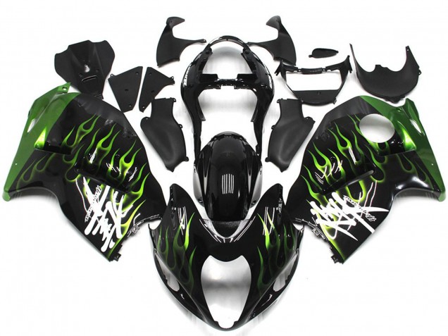 Black with Deep Green flame 1997-2007 Suzuki GSXR 1300 Motorcycle Fairings Black with Deep Green flame 1997-2007 Suzuki GSXR 1300 Motorcycle Fairings