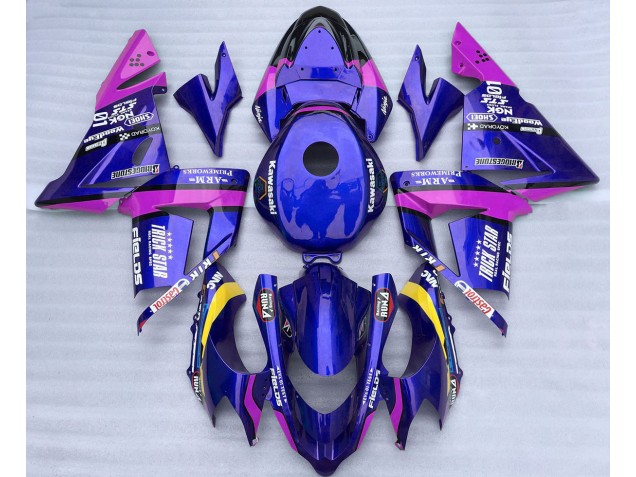 Blue and Pink Trickstar 2004-2005 Kawasaki ZX10R Motorcycle Fairings