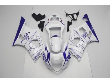 Blue and White Corona 2003-2004 Suzuki GSXR 1000 Motorcycle Fairings