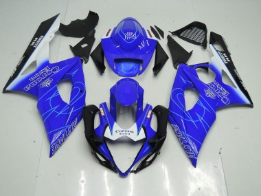 Blue and White Corona 2005-2006 Suzuki GSXR 1000 Motorcycle Fairings