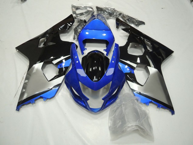 Blue Black and Silver 2004-2005 Suzuki GSXR 600-750 Motorcycle Fairings Blue Black and Silver 2004-2005 Suzuki GSXR 600-750 Motorcycle Fairings