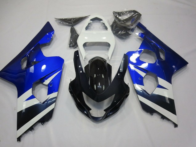 Blue White and Black 2004-2005 Suzuki GSXR 600-750 Motorcycle Fairings Blue White and Black 2004-2005 Suzuki GSXR 600-750 Motorcycle Fairings