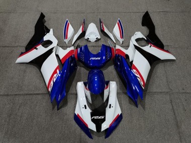 Blue White and Red 2017-2019 Yamaha R6 Motorcycle Fairings