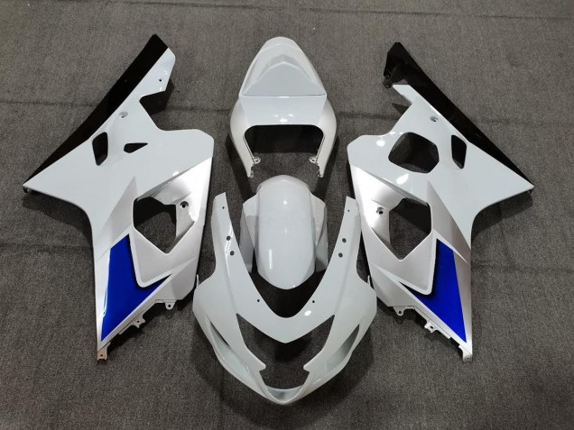 Blue White and Silver Style 2004-2005 Suzuki GSXR 600-750 Motorcycle Fairings Blue White and Silver Style 2004-2005 Suzuki GSXR 600-750 Motorcycle Fairings