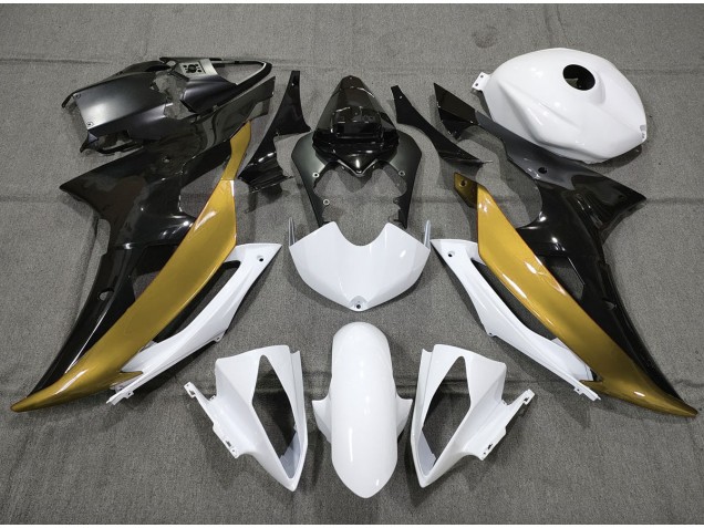 Custom Gold Black and White 2008-2016 Yamaha R6 Motorcycle Fairings Custom Gold Black and White 2008-2016 Yamaha R6 Motorcycle Fairings