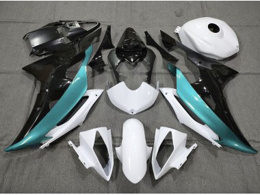Custom LightBlue Black and White 2008-2016 Yamaha R6 Motorcycle Fairings