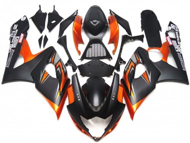 Custom Matte and Gloss Black and Orange 2005-2006 Suzuki GSXR 1000 Motorcycle Fairings