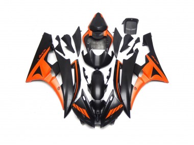 Custom Matte Black and Orange 2006-2007 Yamaha R6 Motorcycle Fairings