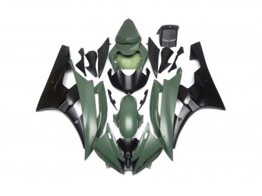 Custom Matte Green and Black 2006-2007 Yamaha R6 Motorcycle Fairings