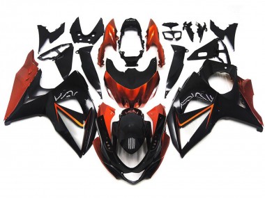Custom Orange and Black with Silver inlay 2009-2016 Suzuki GSXR 1000 Motorcycle Fairings