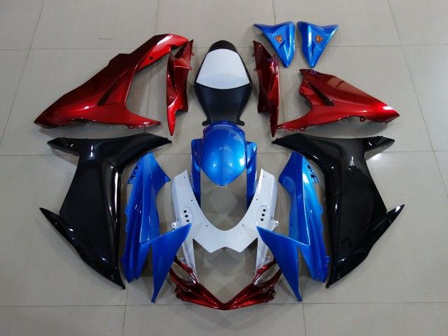 Custom Red Black and Blue 2011-2020 Suzuki GSXR 600-750 Motorcycle Fairings Custom Red Black and Blue 2011-2020 Suzuki GSXR 600-750 Motorcycle Fairings