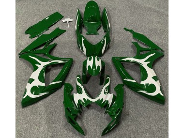 Dark Green & White 2006-2007 Suzuki GSXR 600-750 Motorcycle Fairings