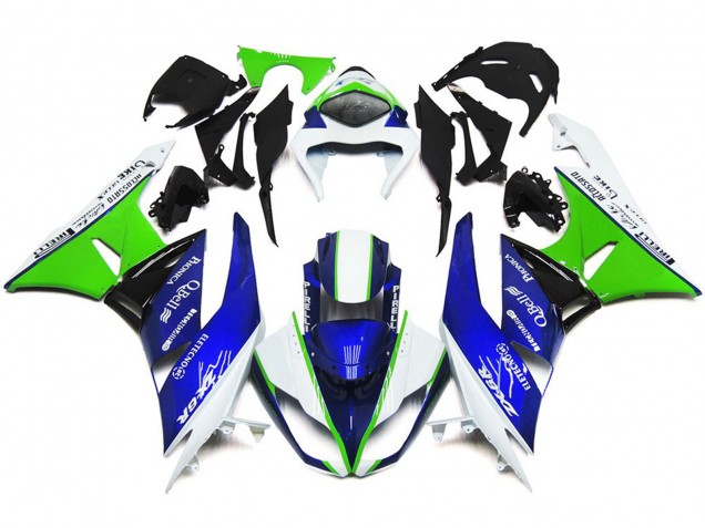 Deep Blue Green and White 2009-2012 Kawasaki ZX6R Motorcycle Fairings Deep Blue Green and White 2009-2012 Kawasaki ZX6R Motorcycle Fairings