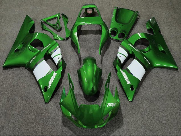 Deep Green & White 1998-2002 Yamaha R6 Motorcycle Fairings Deep Green & White 1998-2002 Yamaha R6 Motorcycle Fairings