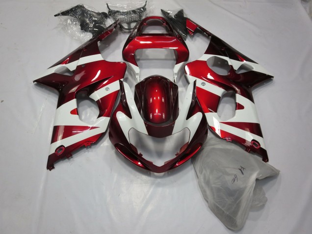 Deep Red and White 2000-2002 Suzuki GSXR 1000 Motorcycle Fairings Deep Red and White 2000-2002 Suzuki GSXR 1000 Motorcycle Fairings