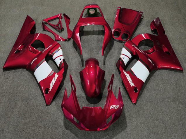 Deep Red & White 1998-2002 Yamaha R6 Motorcycle Fairings Deep Red & White 1998-2002 Yamaha R6 Motorcycle Fairings