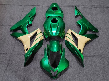 Emerald Green and Tan 2007-2008 Honda CBR600RR Motorcycle Fairings