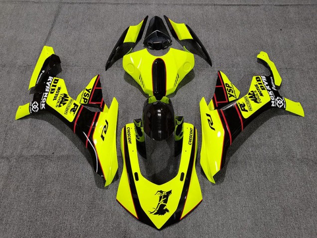 Floro Yellow and Black 2015-2019 Yamaha R1 Motorcycle Fairings Floro Yellow and Black 2015-2019 Yamaha R1 Motorcycle Fairings