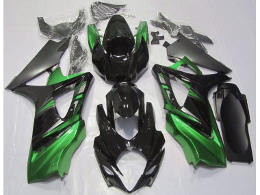 Gloss Black and Green 2007-2008 Suzuki GSXR 1000 Motorcycle Fairings
