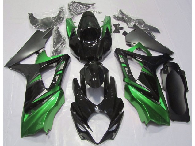Gloss Black and Green 2007-2008 Suzuki GSXR 1000 Motorcycle Fairings Gloss Black and Green 2007-2008 Suzuki GSXR 1000 Motorcycle Fairings