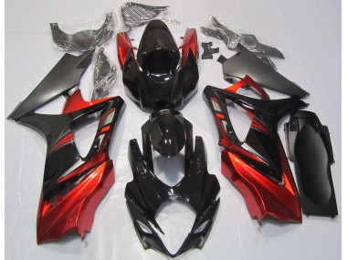 Gloss Black and Red 2007-2008 Suzuki GSXR 1000 Motorcycle Fairings