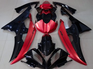 Gloss Black & Candy Red 2008-2016 Yamaha R6 Motorcycle Fairings