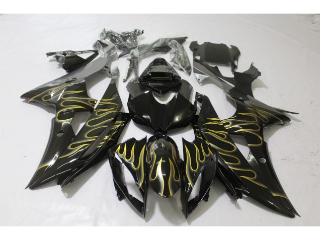 Gloss Black & Flame 2008-2016 Yamaha R6 Motorcycle Fairings Gloss Black & Flame 2008-2016 Yamaha R6 Motorcycle Fairings