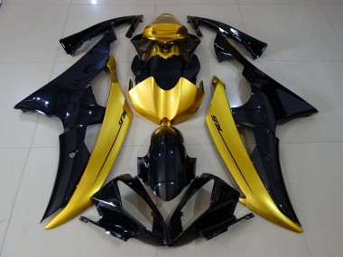 Gloss Black & Gold 2008-2016 Yamaha R6 Motorcycle Fairings