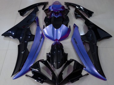 Gloss Black & Light Blue 2008-2016 Yamaha R6 Motorcycle Fairings
