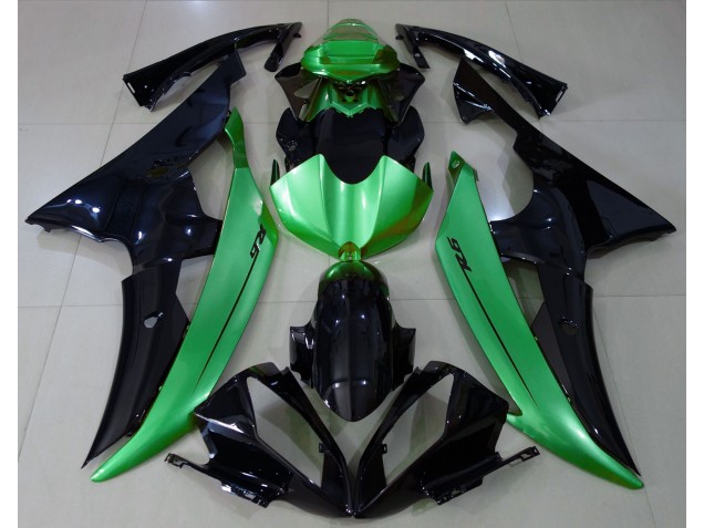 Gloss Black & Light Green 2008-2016 Yamaha R6 Motorcycle Fairings Gloss Black & Light Green 2008-2016 Yamaha R6 Motorcycle Fairings