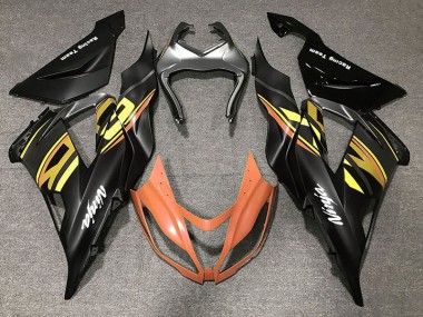 Gloss Black & Orange 2013-2018 Kawasaki ZX6R Motorcycle Fairings