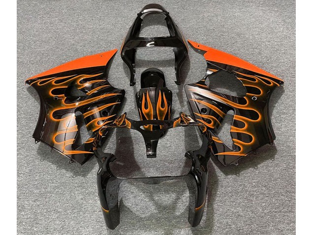 Gloss Black & Orange Flame 2000-2002 Kawasaki ZX6R Motorcycle Fairings Gloss Black & Orange Flame 2000-2002 Kawasaki ZX6R Motorcycle Fairings