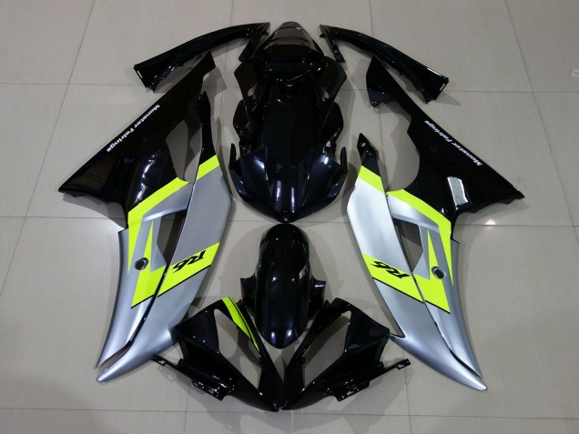 Gloss Black & Silver 2008-2016 Yamaha R6 Motorcycle Fairings Gloss Black & Silver 2008-2016 Yamaha R6 Motorcycle Fairings