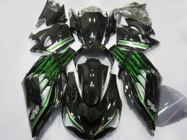 Gloss Black with Green 2012-2019 Kawasaki ZX14R Motorcycle Fairings