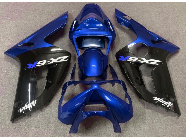 Gloss Blue and Black 2003-2004 Kawasaki ZX6R Motorcycle Fairings Gloss Blue and Black 2003-2004 Kawasaki ZX6R Motorcycle Fairings