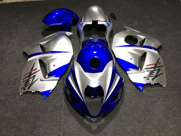 Gloss Blue and Silver 1997-2007 Suzuki GSXR 1300 Motorcycle Fairings Gloss Blue and Silver 1997-2007 Suzuki GSXR 1300 Motorcycle Fairings