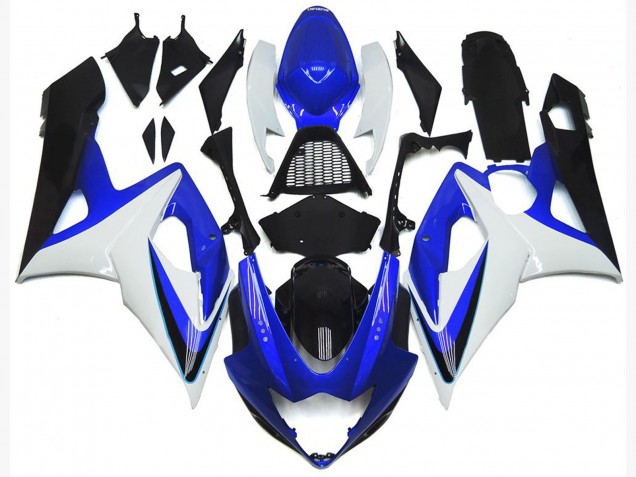Gloss Blue and White with red logo 2005-2006 Suzuki GSXR 1000 Motorcycle Fairings Gloss Blue and White with red logo 2005-2006 Suzuki GSXR 1000 Motorcycle Fairings