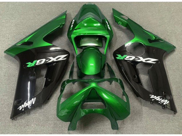 Gloss Green and Black 2003-2004 Kawasaki ZX6R Motorcycle Fairings Gloss Green and Black 2003-2004 Kawasaki ZX6R Motorcycle Fairings