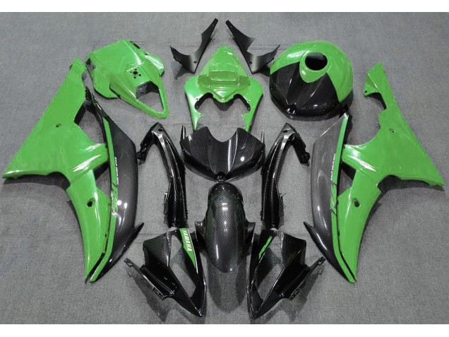Gloss Green and Carbon 2008-2016 Yamaha R6 Motorcycle Fairings Gloss Green and Carbon 2008-2016 Yamaha R6 Motorcycle Fairings