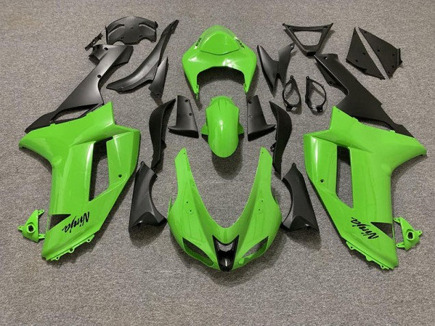Gloss Green and Matte Black 2007-2008 Kawasaki ZX6R Motorcycle Fairings Gloss Green and Matte Black 2007-2008 Kawasaki ZX6R Motorcycle Fairings