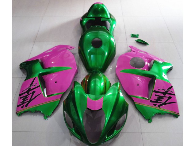 Gloss Green and Pink 1997-2007 Suzuki GSXR 1300 Motorcycle Fairings Gloss Green and Pink 1997-2007 Suzuki GSXR 1300 Motorcycle Fairings
