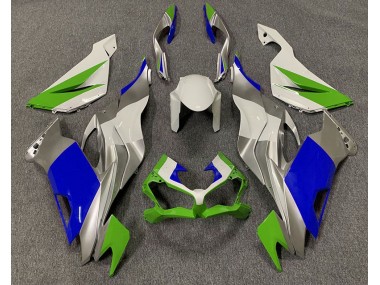 Gloss Green Blue and Silver 2019-2020 Kawasaki ZX6R Motorcycle Fairings
