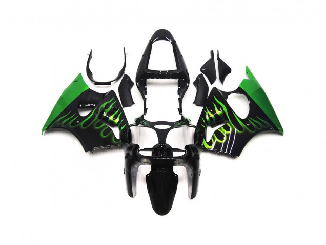Gloss Green Flame Plain 2000-2002 Kawasaki ZX6R Motorcycle Fairings Gloss Green Flame Plain 2000-2002 Kawasaki ZX6R Motorcycle Fairings