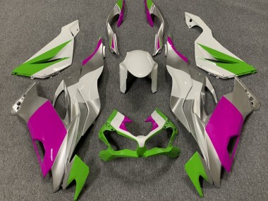 Gloss Green Pink and Silver 2019-2020 Kawasaki ZX6R Motorcycle Fairings