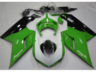 Gloss Green & White 2007-2012 Ducati 848 1098 1198 Motorcycle Fairings