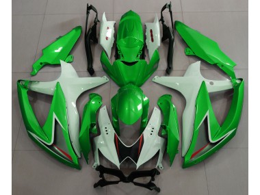 Gloss Green & White 2008-2010 Suzuki GSXR 600-750 Motorcycle Fairings